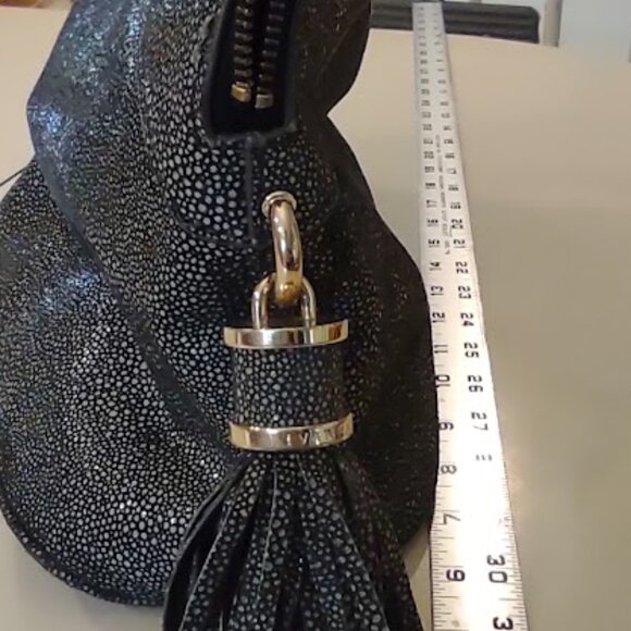IVANKA DOME LARGE SATCHEL WOMEN'S CLASSIC PEBBLED 100% LEATHER BLACK WITH TASSLE - Picture 13 of 16